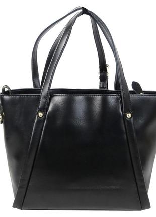 Шкіряна жіноча сумка fashion instinct чорна4 фото