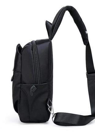 Мужской рюкзак сумка на грудь большая черная4 фото