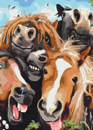 Картина по номерам селфи лошадей 40x50 см brushme разноцветный (2000002766315)