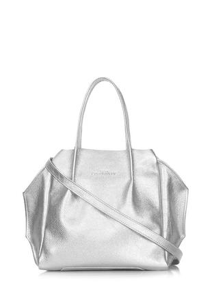 Жіноча шкіряна сумка poolparty soho remix срібна