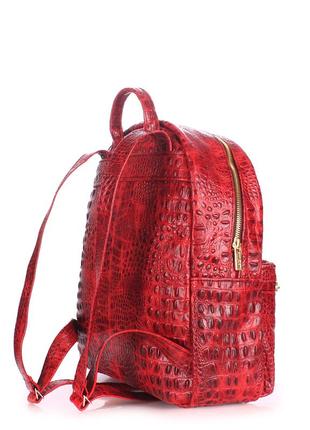 Рюкзак женский кожаный poolparty mini красный с тиснением под крокодила3 фото