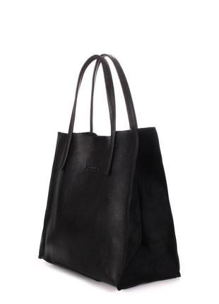 Жіноча шкіряна сумка poolparty soho versa чорна2 фото