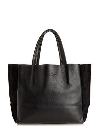 Женская кожаная сумка poolparty soho черная1 фото