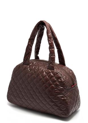 Стеганая сумка-саквояж poolparty коричневая2 фото