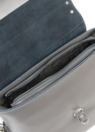 Женская кожаная сумка serena серая8 фото