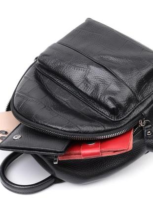 Компактний стильний рюкзак із натуральної шкіри vintage 22434 чорний5 фото