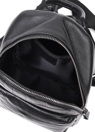 Компактний стильний рюкзак із натуральної шкіри vintage 22434 чорний4 фото