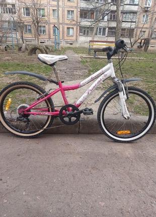 Велосипед для дівчинки підлітковий  avanti 20 v-br. біло-рожевий