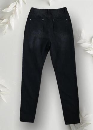 Рваные джинсы момы mom с потёртостями деним высокие2 фото