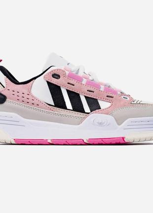 Женские кроссовки белые с розовым adidas adi 2000 white pink