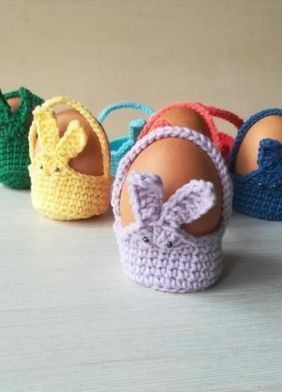 Пасхальные украшения для яиц корзинки-кролики4 фото