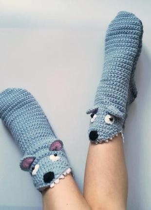 Теплі шкарпетки тваринки, домашні оригінальні тапочки звірі7 фото