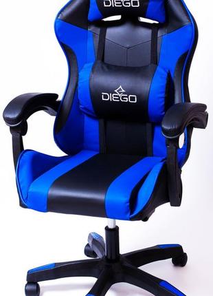 Крісло геймерське diego чорно-синє3 фото