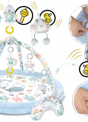Розвивальний інтерактивний килимок для малюків nukido блакитний (польща)4 фото