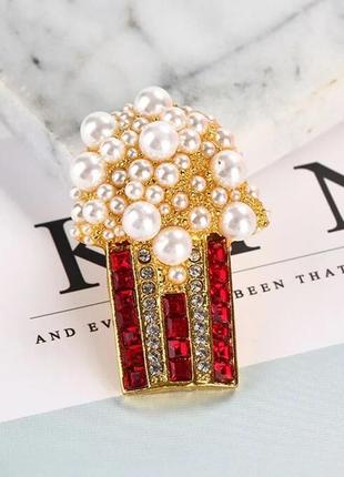 Брошь попкорн, брошь на подарок, аксессуары бижутерия