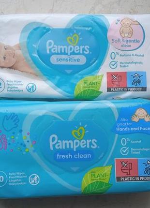 Детские влажные салфетки pampers