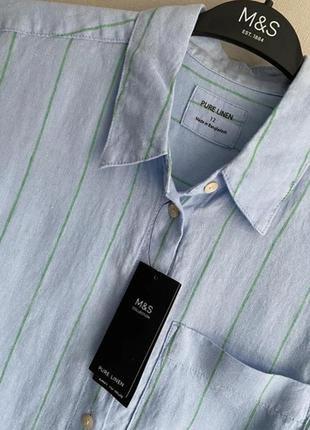 Рубашка льняная лен рубашка в полоску лен в полоску marks m &amp; s стильная большая7 фото