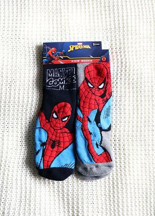 Новый набор детских носков, человек паук, 2 пары, хлопок, размер 35-38