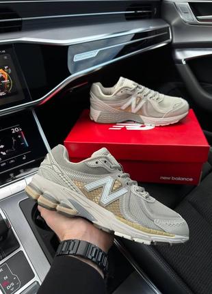 Мужские кроссовки бежевые с золотым new balance 860v2 beige gold