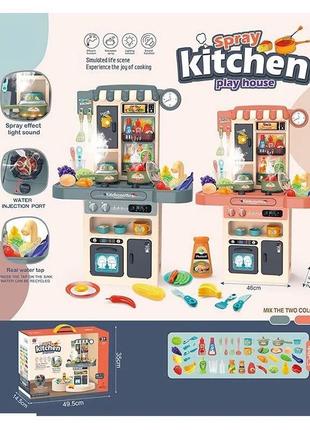 Дитяча ігрова кухня,пар,мийка з водою,2 кольори, посуд, продукти, звук, світло 2016-1392 фото