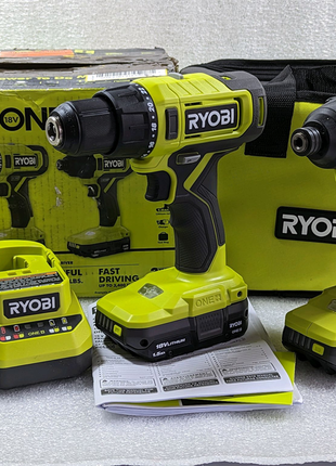 Набір ryobi one+ 18v дриль шуруповерт pcl206 + імпакт pcl235