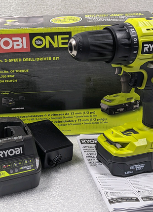 Ryobi one+ 18v p215k акумуляторний дриль шуруповерт + акб 1.5 аг