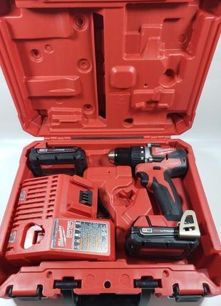 Безщіткова дриль шуруповерт milwaukee m18 2801-22 (cbldd-201c,...