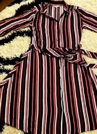Платье-рубашка на пуговицах в полоску клетку вискоза платья-рубашка с поясом плаття сукня5 фото