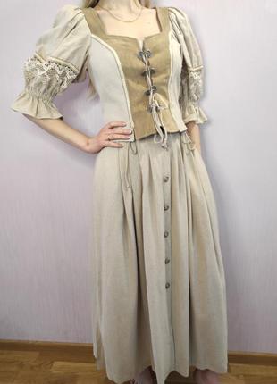 Винтажный костюм лен льняной лён австрийский этно бохо landhouse винтаж вынтаж