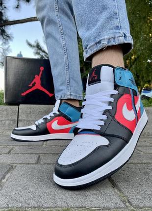 Кроссовки nike air jordan 1 (красно-синие)1 фото