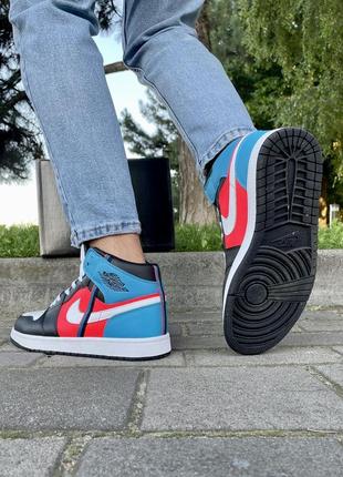 Кроссовки nike air jordan 1 (красно-синие)3 фото