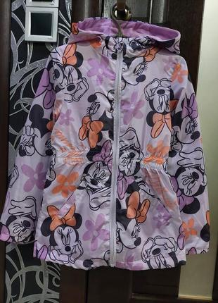 Легкая куртка, ветровка с минни на флисе minnie mouse от disney лавандового цвета 6-8 лет9 фото