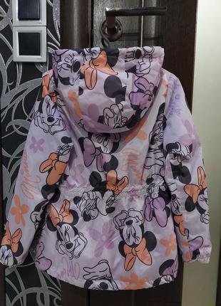 Легкая куртка, ветровка с минни на флисе minnie mouse от disney лавандового цвета 6-8 лет10 фото