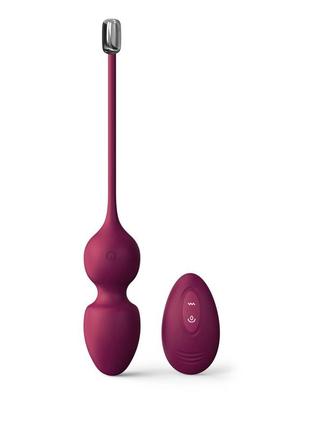 Вагинальные шарики с вибрацией, смещенным центром тяжести и пультом ду dorcel love balls plum, 9х3,5 см.