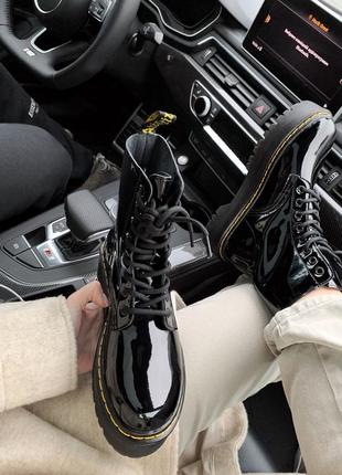 Ботинки на платформе dr.martens patent black ( premium ) без замку черевики3 фото