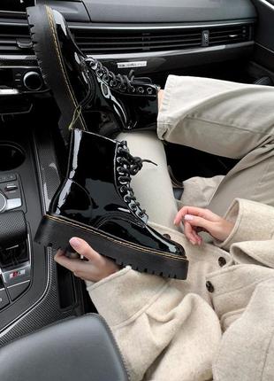 Ботинки на платформе dr.martens patent black ( premium ) без замку черевики5 фото