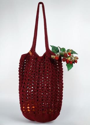 Вязаная сумка-авоська в графитовом цвете4 фото