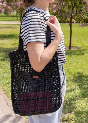 Плетена сумка з рафії за мотивами prada4 фото