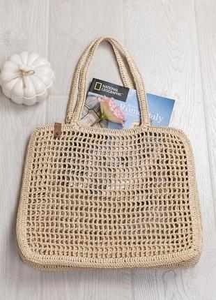 Плетена сумка з натуральноъ рафії3 фото