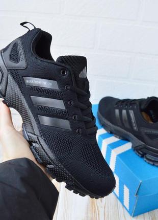 Adidas marathon tr26 black кросівки кеди чоловічі адідас марафон чорні весняні літні демісезонні демісезон низькі сітка текстиль