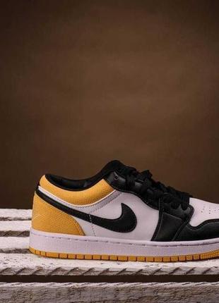 Кроссовка nike air jordan 1 low black white yellow2 фото