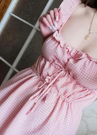 Платье женское розовое в клеточку