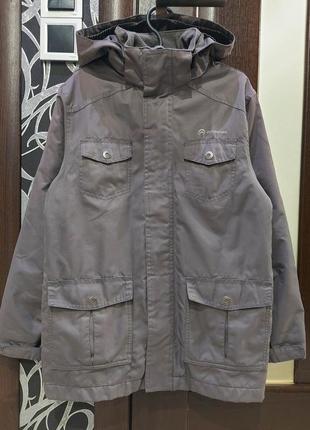 Демисезонная куртка на флисе outventure цвета мокрый асфальт 8-10 лет2 фото