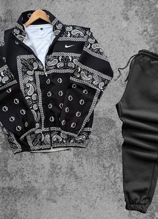 nike Black спортивний костюм чоловічий чорно-білий. вітровка + штани