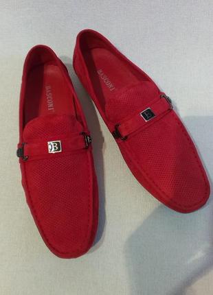 Мужские мокасины basconi 42 43 красные красного цвета летние туфли1 фото