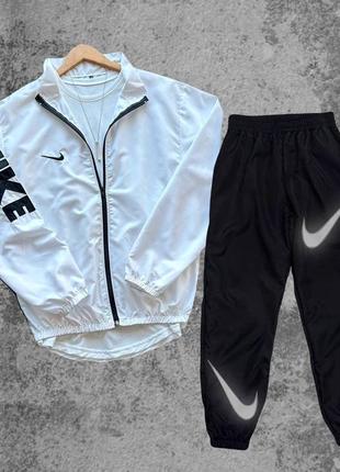 nike Black спортивний костюм чоловічий чорно-білий. вітровка + штани