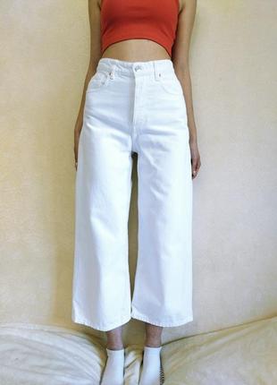 Білі джинси кюлоти, білі джинси, білі кюлоти, білі штани широкі, білі штани штани3 фото