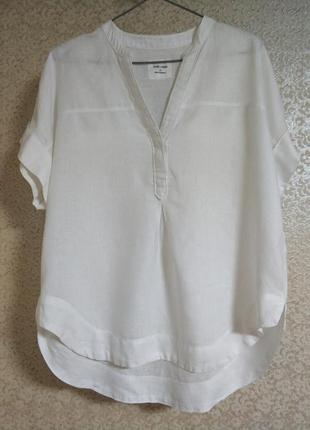 Marks &amp; spencer льняная белая блузка блуза лен 100%pure linen бренд marks &amp; spencer, m&amp;s, р.10