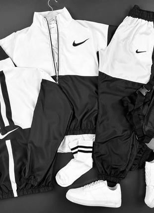 Nike спортивний костюм чоловічий чорно-білий. вітровка + штани