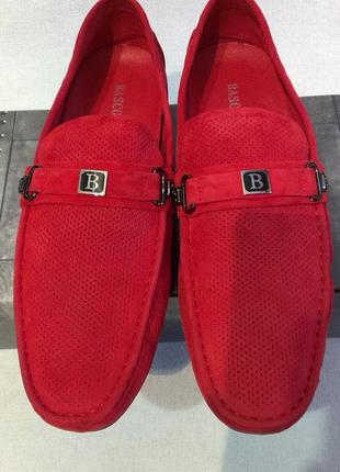 Чоловічі мокасини basconi 42 43 червоні червоного кольору літні туфлі6 фото